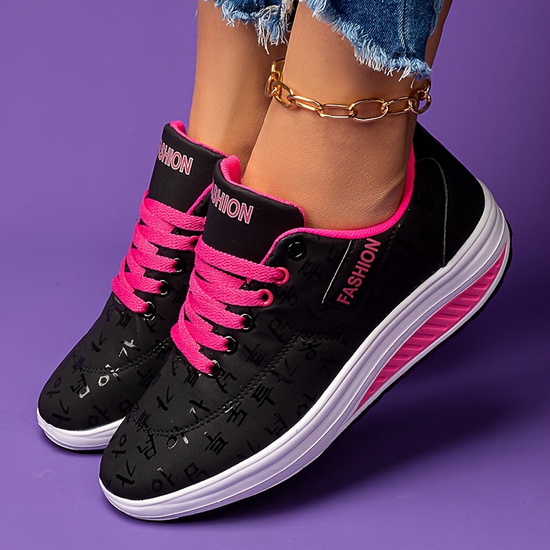 Women's Platform Wedge Walking Shoes Lace Up Sneakers