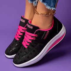 Women's Platform Wedge Walking Shoes Lace Up Sneakers