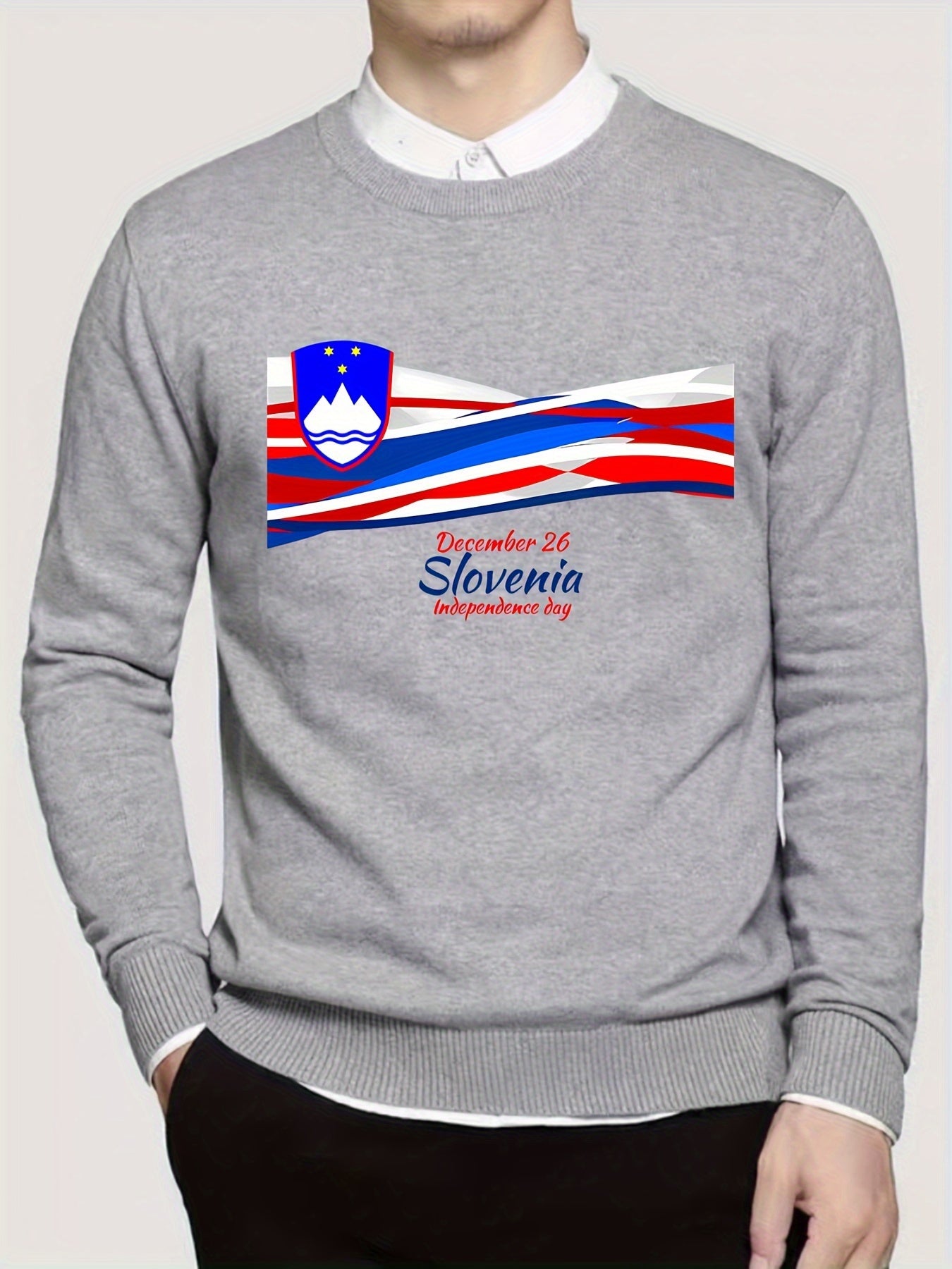 Slovenian Flag Men's Long Sleeve Knitted Sweater