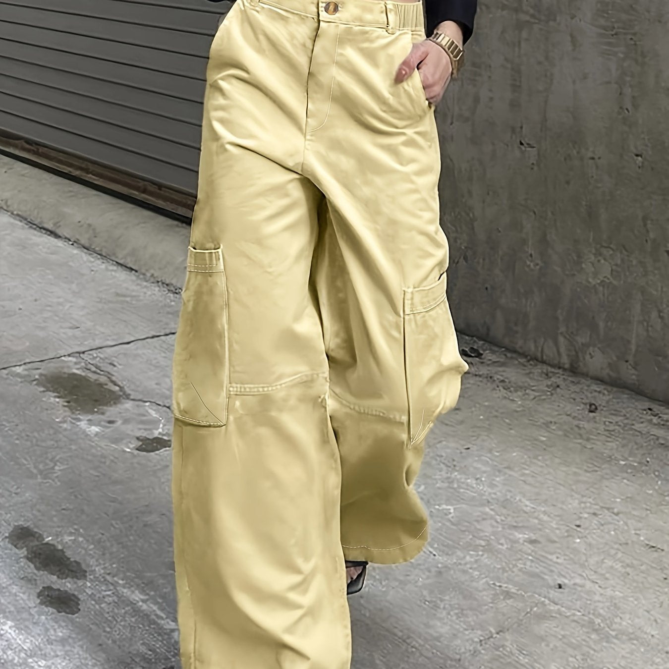  Wide Leg Cargo Trousers with Pockets