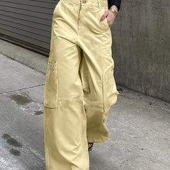  Wide Leg Cargo Trousers with Pockets