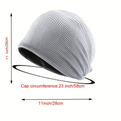 Plaid Hollow Beanie Elastic Lightweight Skull Cap For Women