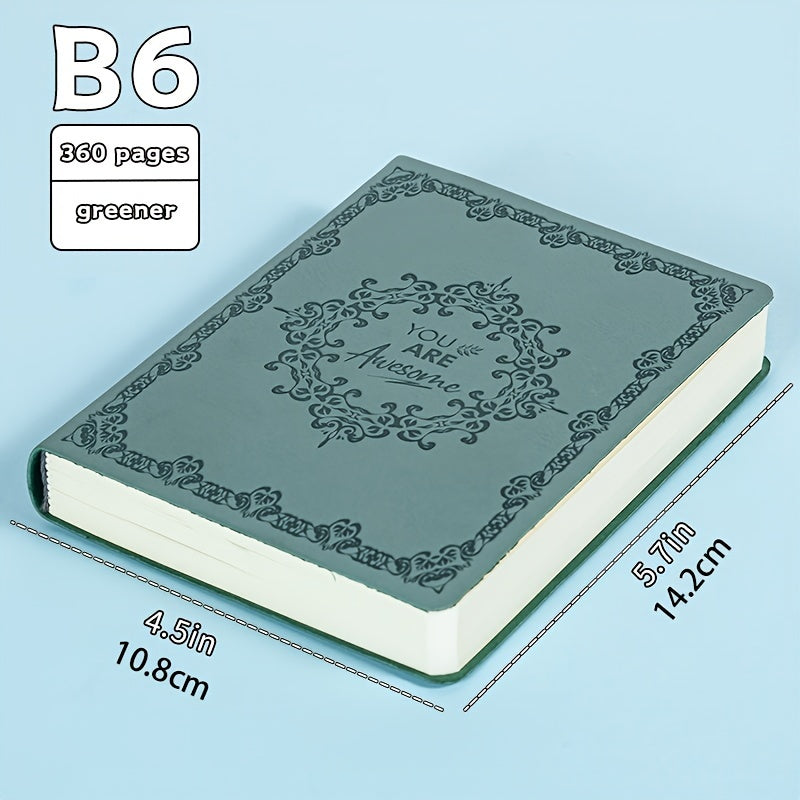 B6 Thickened Notebook 360 Pages Soft Faux Leather Journal