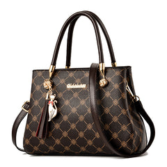 Geometric Top Handle Bag Zipper Shoulder Bag