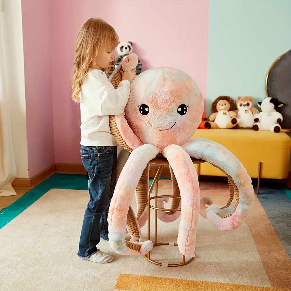 IKASA Giant Octopus Plush Toy 30in Soft Stuffed Animal - Pink & Beige Tentacles