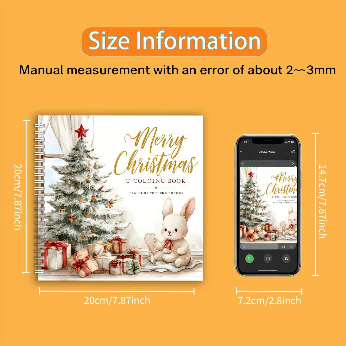 20x20cm Adult Coloring Book Spiral Binding Christmas Halloween Activity Book