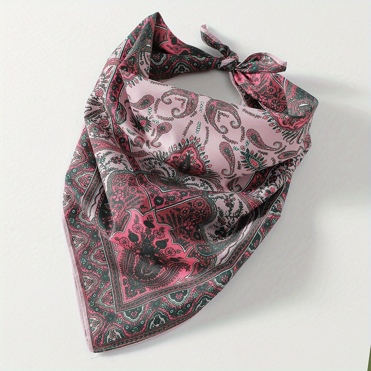 Paisley Print Hair Band Silk Formal Square Neck Scarf