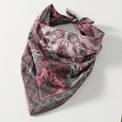 Paisley Print Hair Band Silk Formal Square Neck Scarf