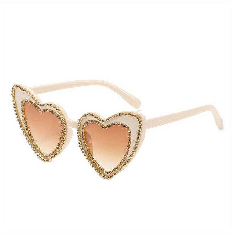 Y2K Heart Sunglasses Rhinestone Candy Gradient Glasses UV400