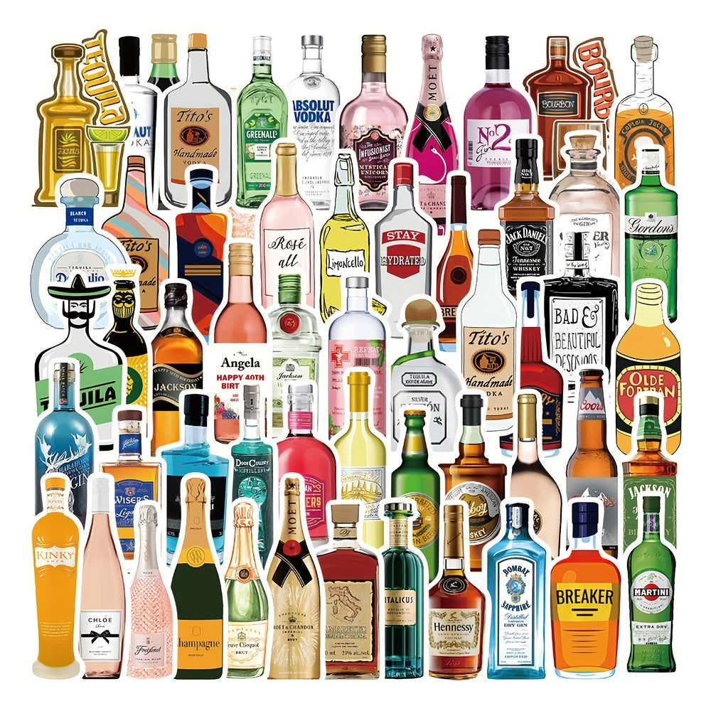 56pcs Famous Wine Series Graffiti Stickers for Helmet Laptop Water Glass DIY