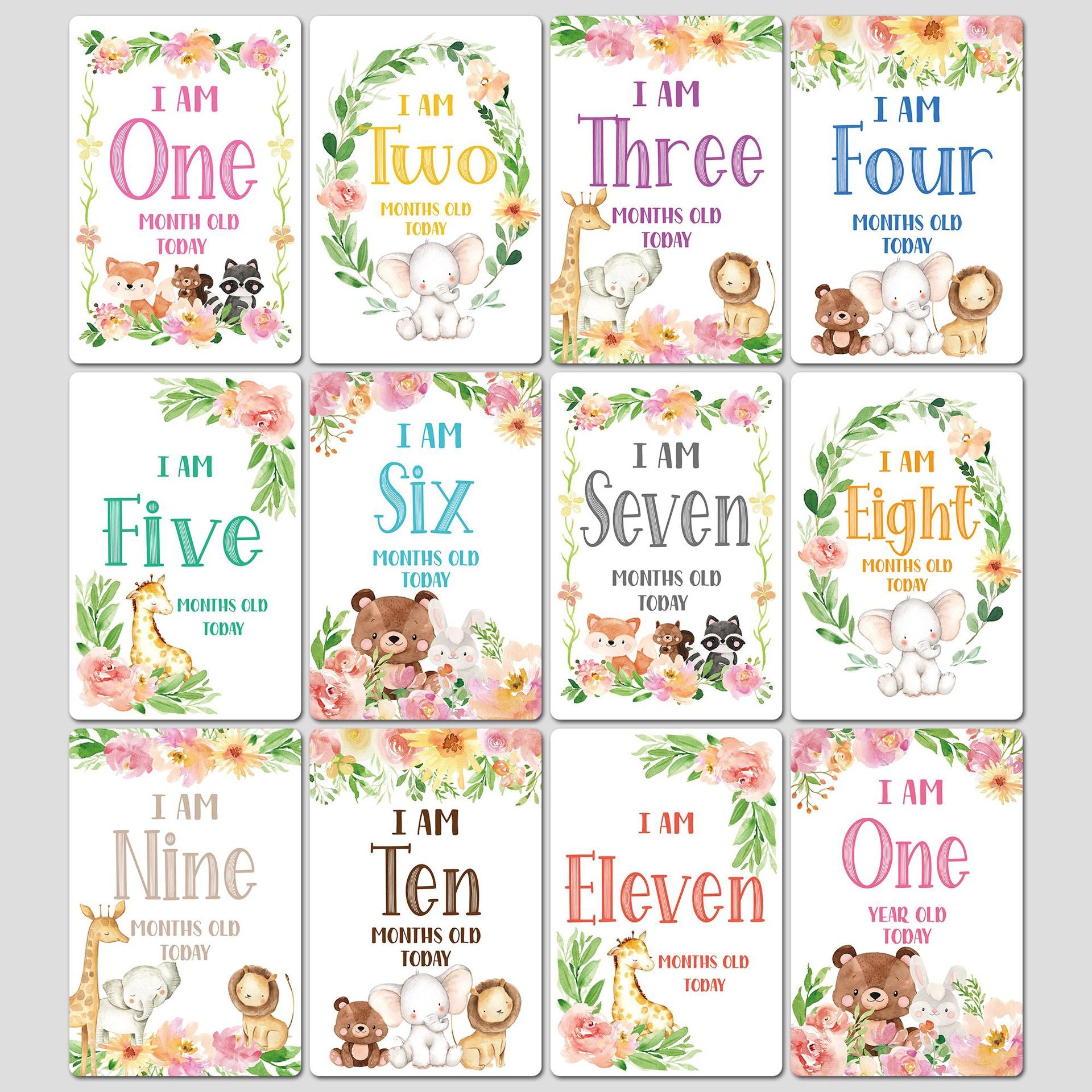 12pcs Newborn Month Sticker Cards - Perfect Baby Shower Gift