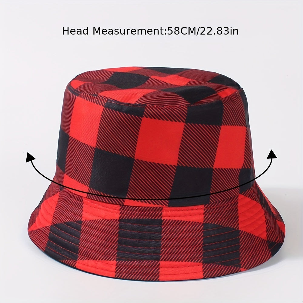 Chessboard Pattern Reversible Bucket Hat Unisex Fisherman Cap