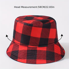 Chessboard Pattern Reversible Bucket Hat Unisex Fisherman Cap
