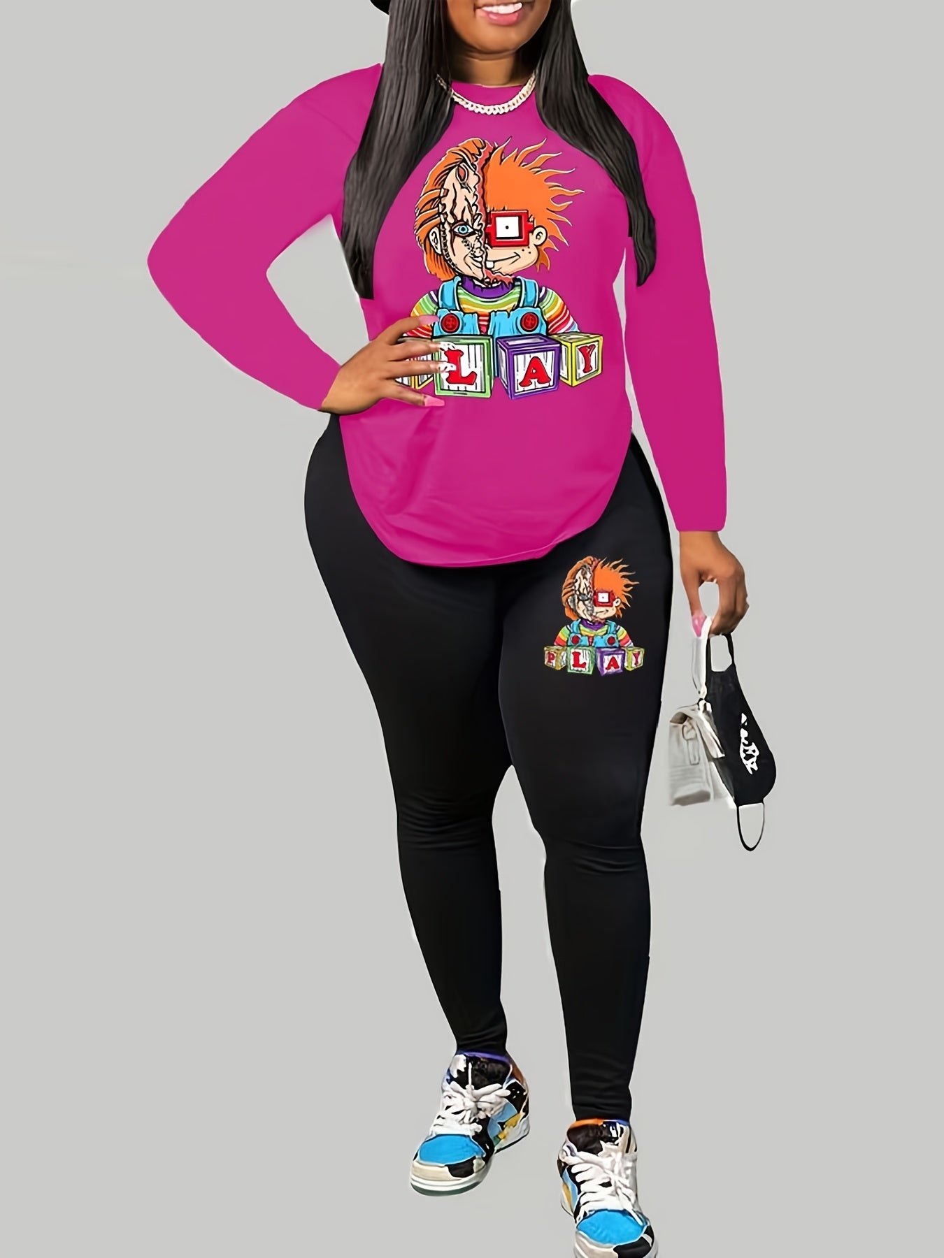  Casual 2 Piece Set Women's Plus Top & Leggings Outfits