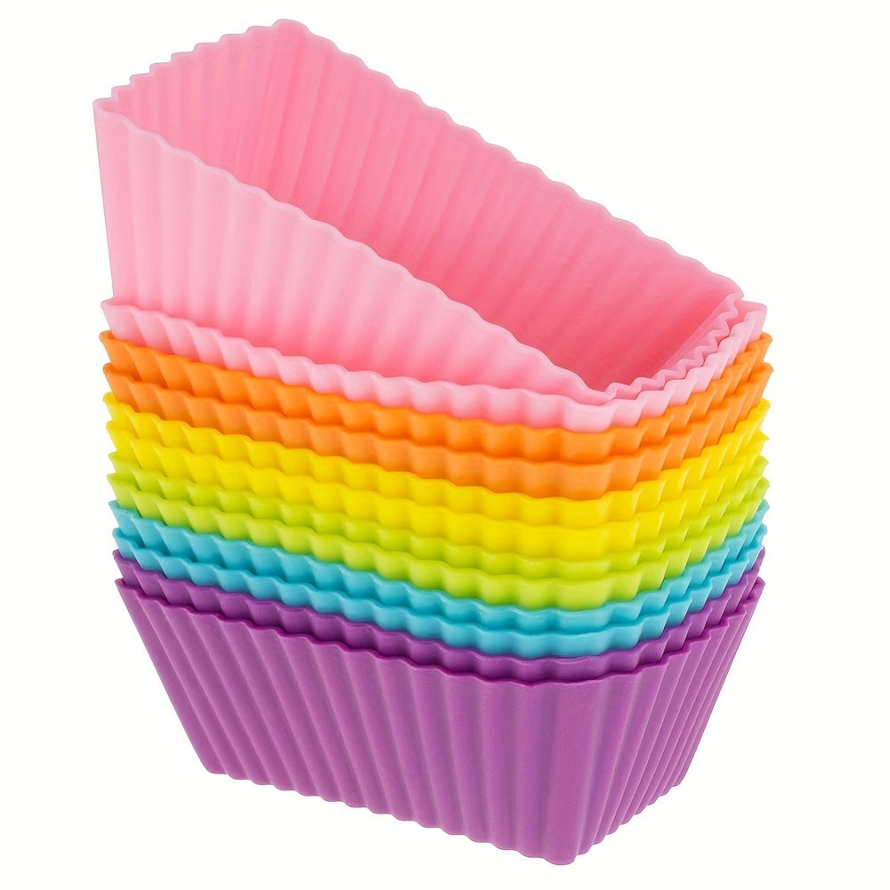 10pcs Silicone Rectangle Muffin Cups Reusable Cupcake Liners Muffin Molds