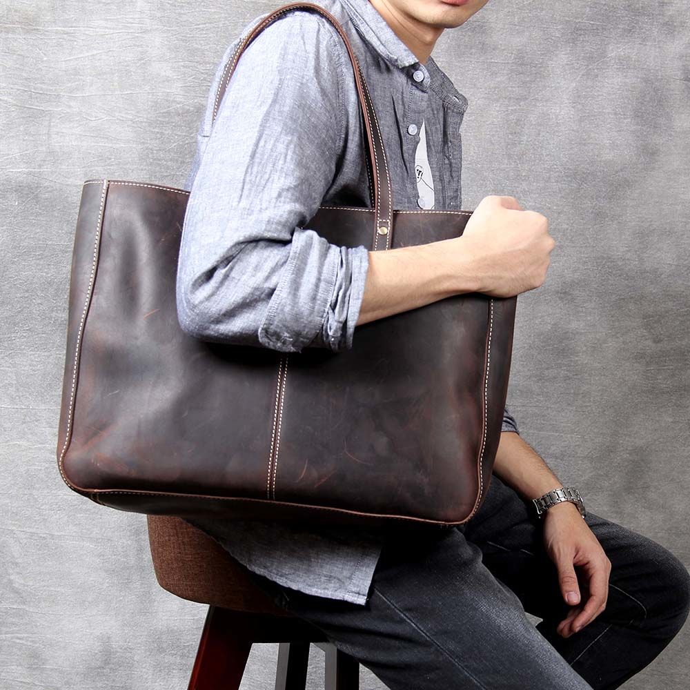 Retro Leather Tote Bag Large Capacity