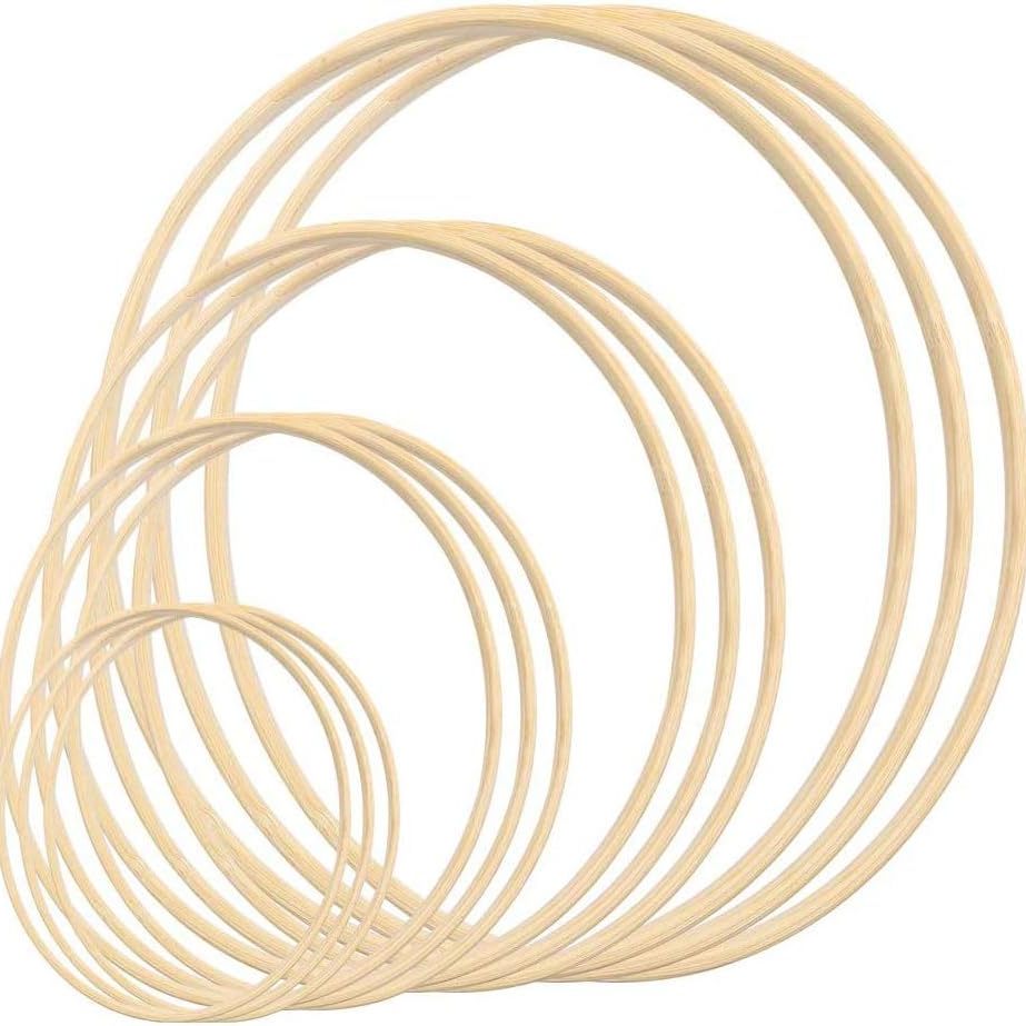 12pcs Wooden Bamboo Circle Dream Catcher Round Wooden Circle Decoration