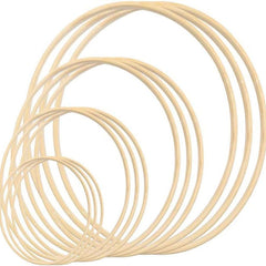 12pcs Wooden Bamboo Circle Dream Catcher Round Wooden Circle Decoration