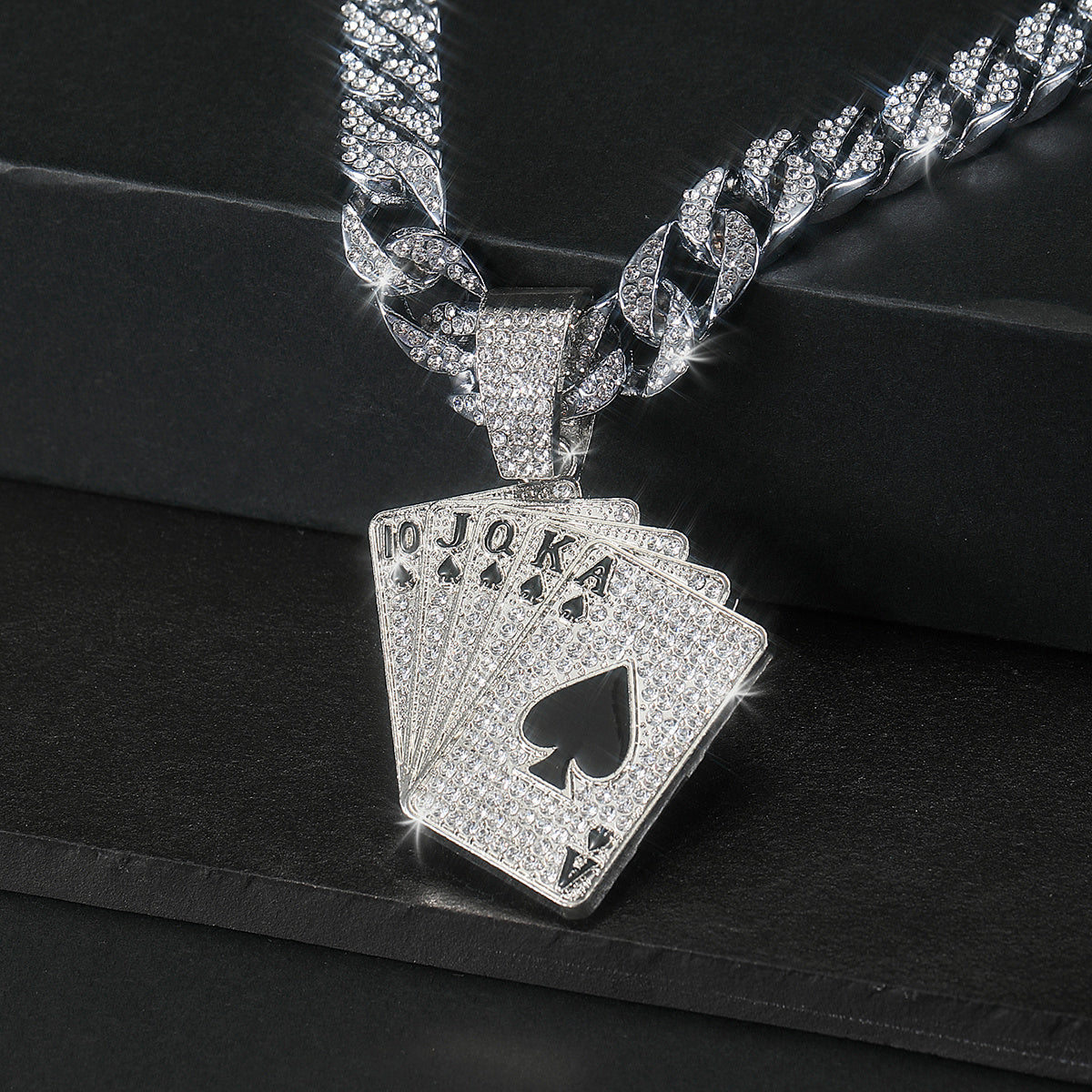 Poker Pendant Cuban Link Necklace