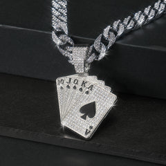 Poker Pendant Cuban Link Necklace