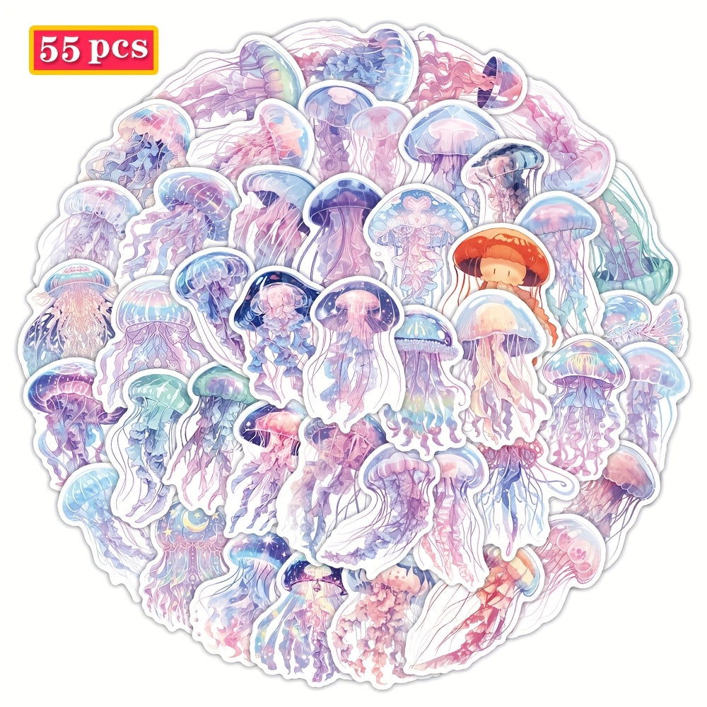 55 Crystal Jellyfish Stickers Waterproof Decals for Luggage Water Bottles