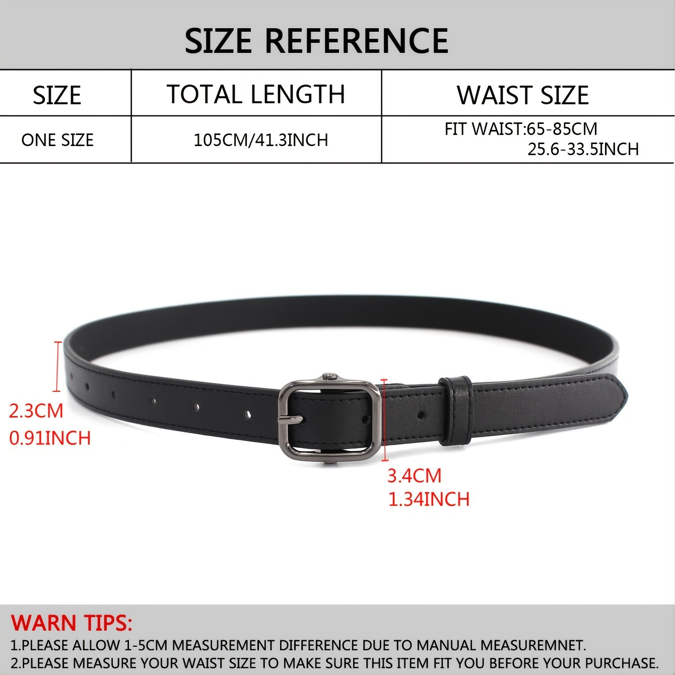 Square Pin Buckle Belt Unisex PU Leather Casual Belt Jeans Pants Belt