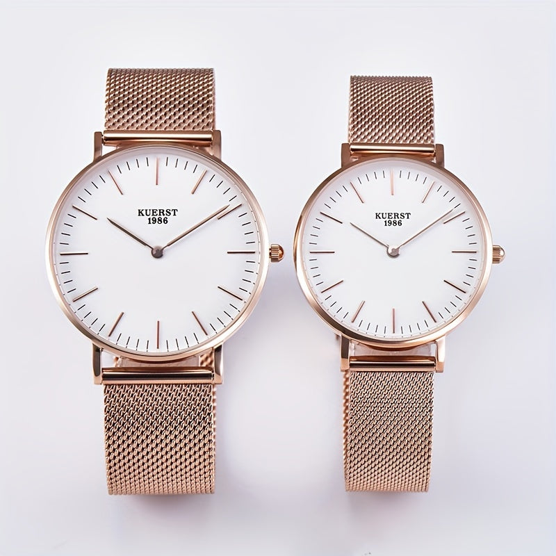 KUERST Mesh Strap Ultra thin Quartz Watch Romantic Love Element Wrist Watch