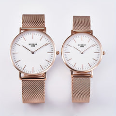 KUERST Mesh Strap Ultra thin Quartz Watch Romantic Love Element Wrist Watch