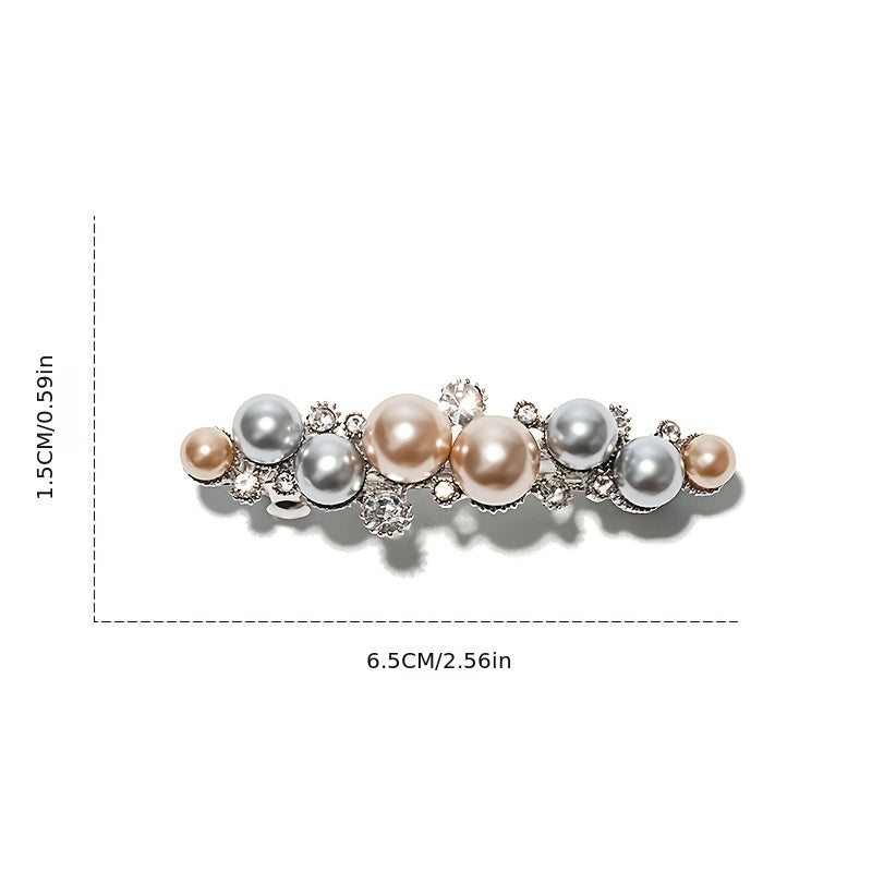 Crystal Rhinestone Pearl Hairpin Vintage Barrette Hairclip