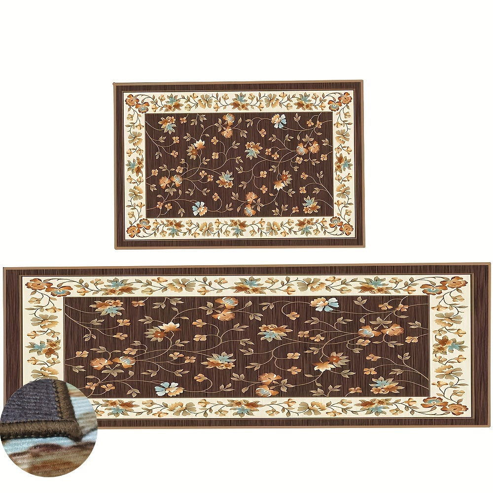 Soft Kitchen Floor Mat Non-slip Water-absorbing Rug Vintage Brown