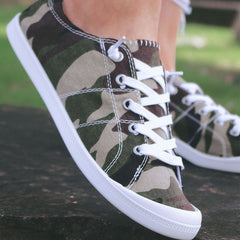 Women's Camo Canvas Shoes Lace Up Lightweight Casual Low Top Shoes