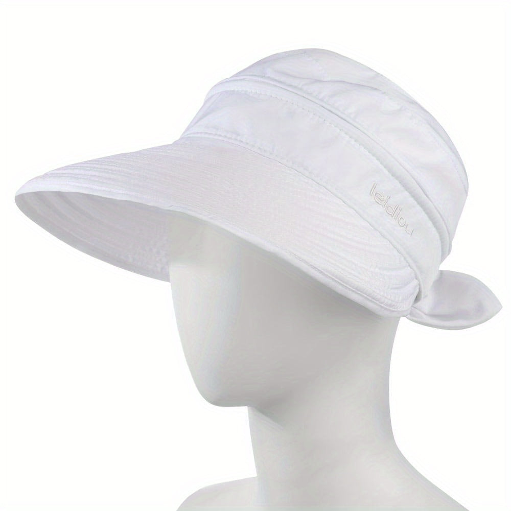 Bowknot Visor Hat Zipper Detachable Top Ponytail Sun Hat UV Protection