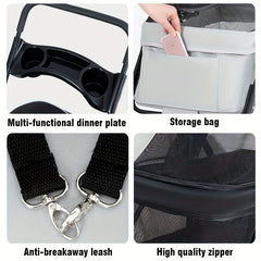 Folding Dog Stroller with Cup Holder & Mesh Window