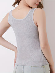 Women's Solid Padded Tank Top Soft & Comfy Stretch Sleeveless Lingerie