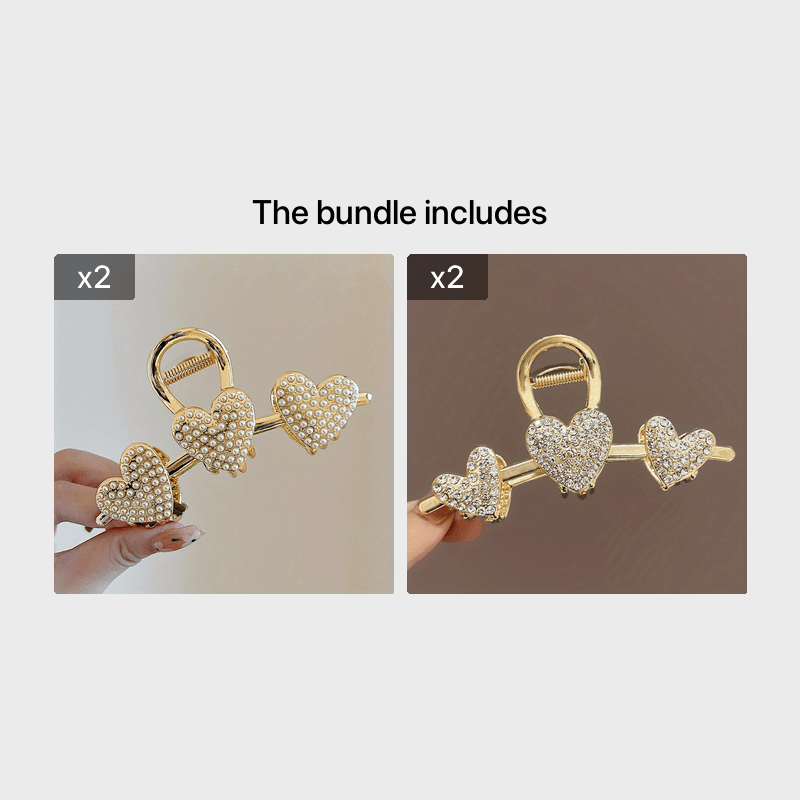 Heart Rhinestone Hair Clips Strong Hold Won't Slip