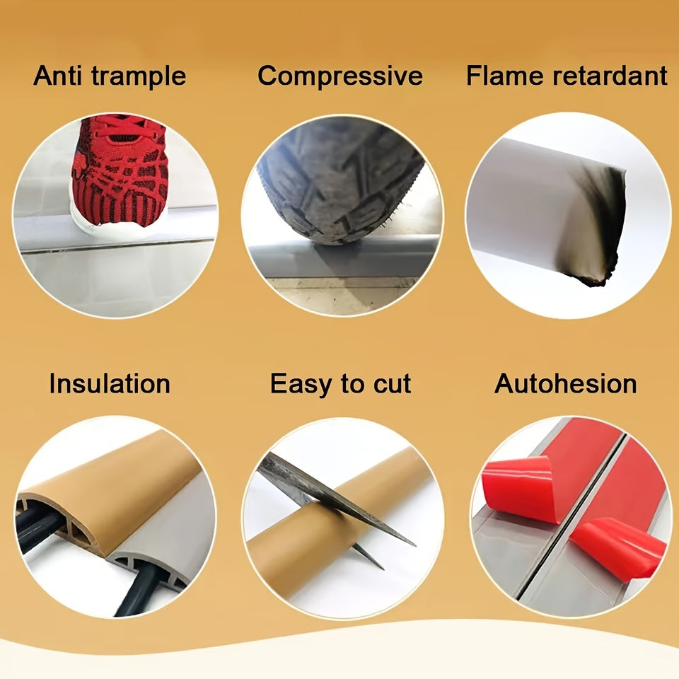 Floor Cable Cover Non Slip Heavy Duty Self Adhesive Wire Protector