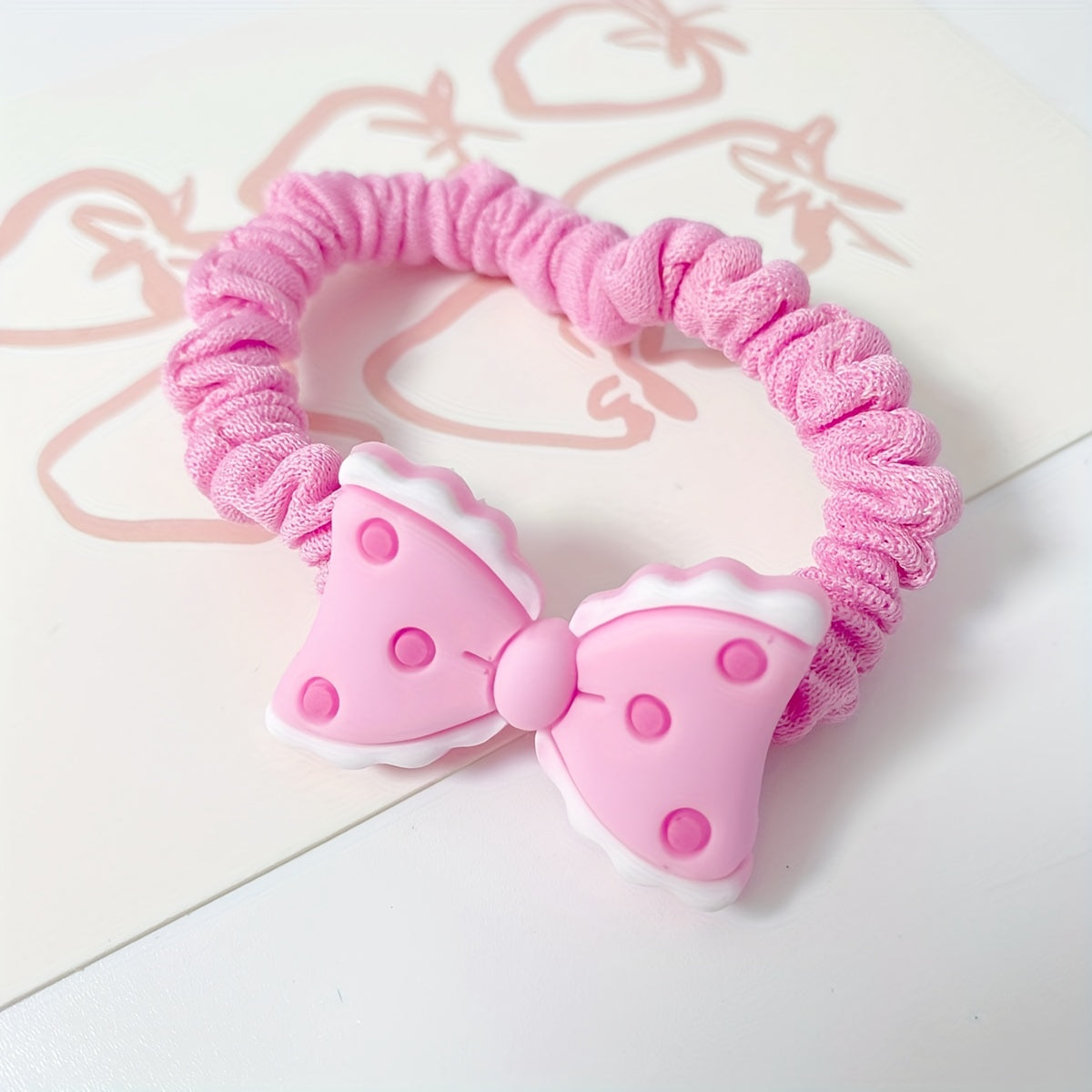 6pcs Candy Scrunchies Bow Hair Tie for Girls