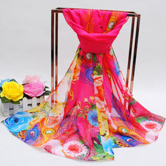 Chiffon Printed Silk Scarf Neckerchief Head Wrap Beach Women Shawl