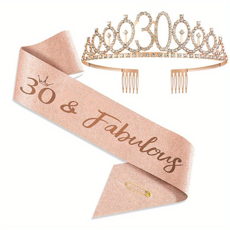 AB Rhinestone Happy Birthday Queen Tiara for Women