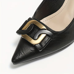 Women's Chain Buckle Stiletto Heels Slip On Pumps
