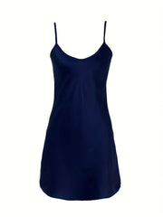 Satin Slip Lounge Dress Spaghetti Strap Home Dress Women's Loungewear