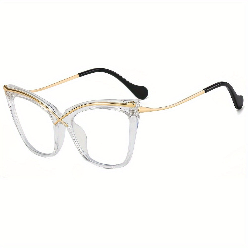 Cat Eye Anti Light Glasses Metal Temple Frame