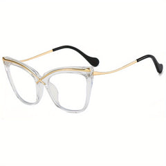 Cat Eye Anti Light Glasses Metal Temple Frame