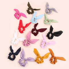 15pcs Bunny Ear Bow Scrunchies Hair Ties Bands
