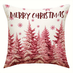 Christmas Pillowcase 18in X 18in Santa Claus Snowman Christmas Tree