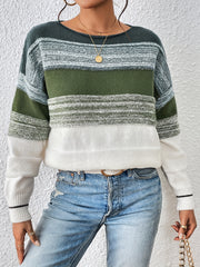  Colorblock Sweater Women's Long Sleeve Pullover Jumper