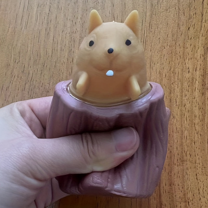 Cuddly Squirrel Squeeze Decompression Toy & Pen Holder Brown