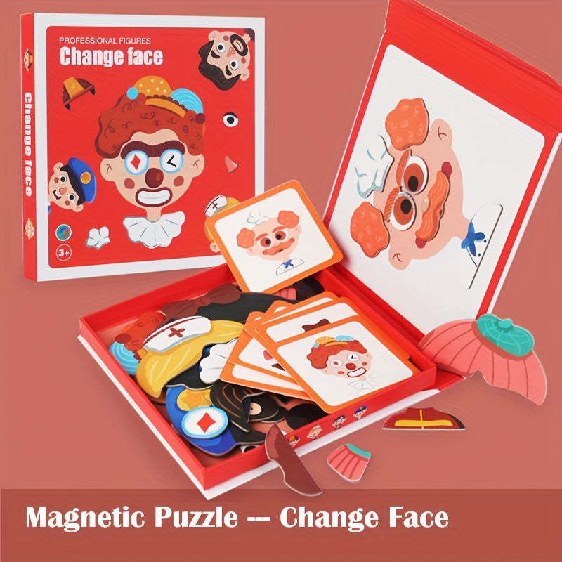 Magnetic Change Face Puzzles Car Airplane Road Travel Activities for Kids 3