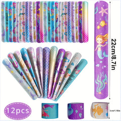 Mermaid Slap Bracelets 12pcs Vibrant Party Favors & Birthday for Kids