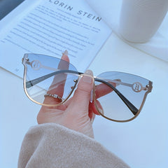 Semi Rimless Sunglasses Gradient Metal Glasses UV400
